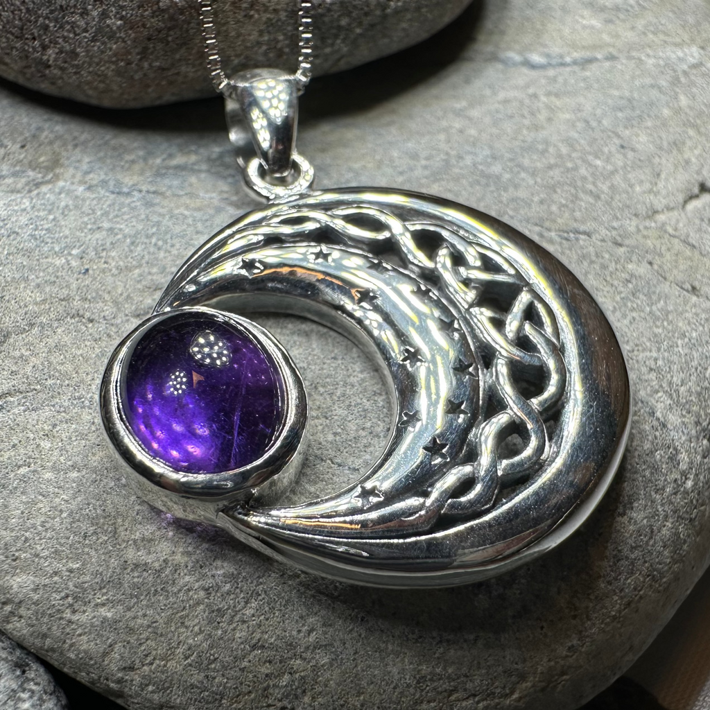 Dianthe Celtic Moon Necklace in Sterling Silver