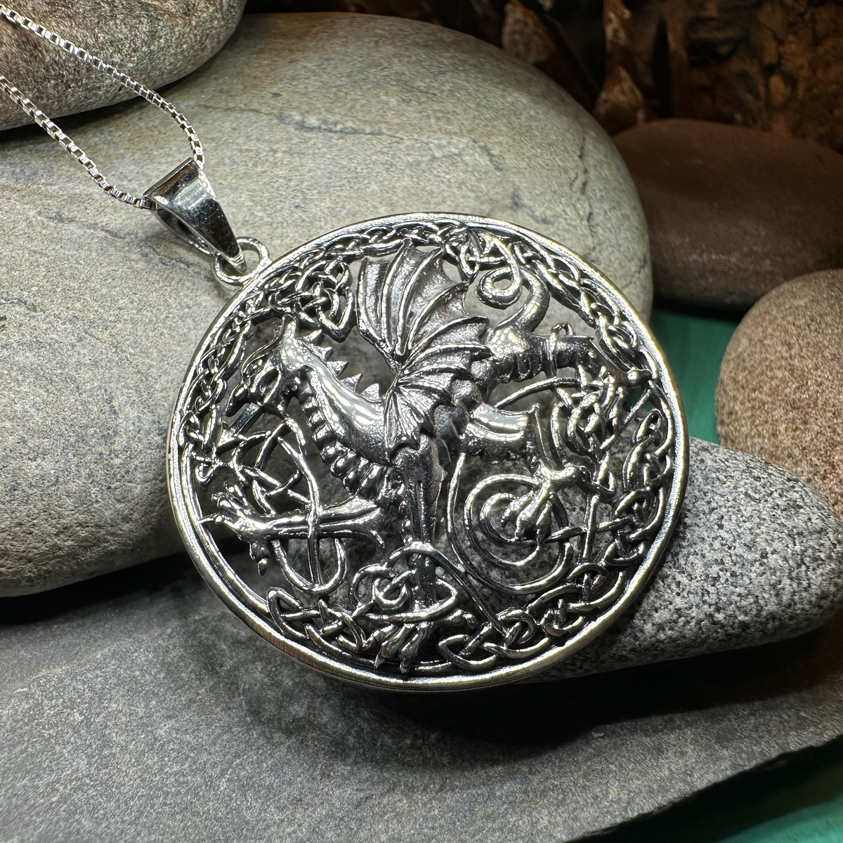 Large Welsh Dragon Necklace in Sterling Silver | Pendant | Wiccan Center