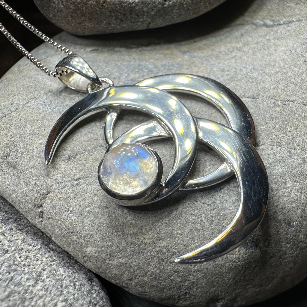 Moonshadow Triple Moon Necklace in Sterling Silver | Pendant | Wiccan Center
