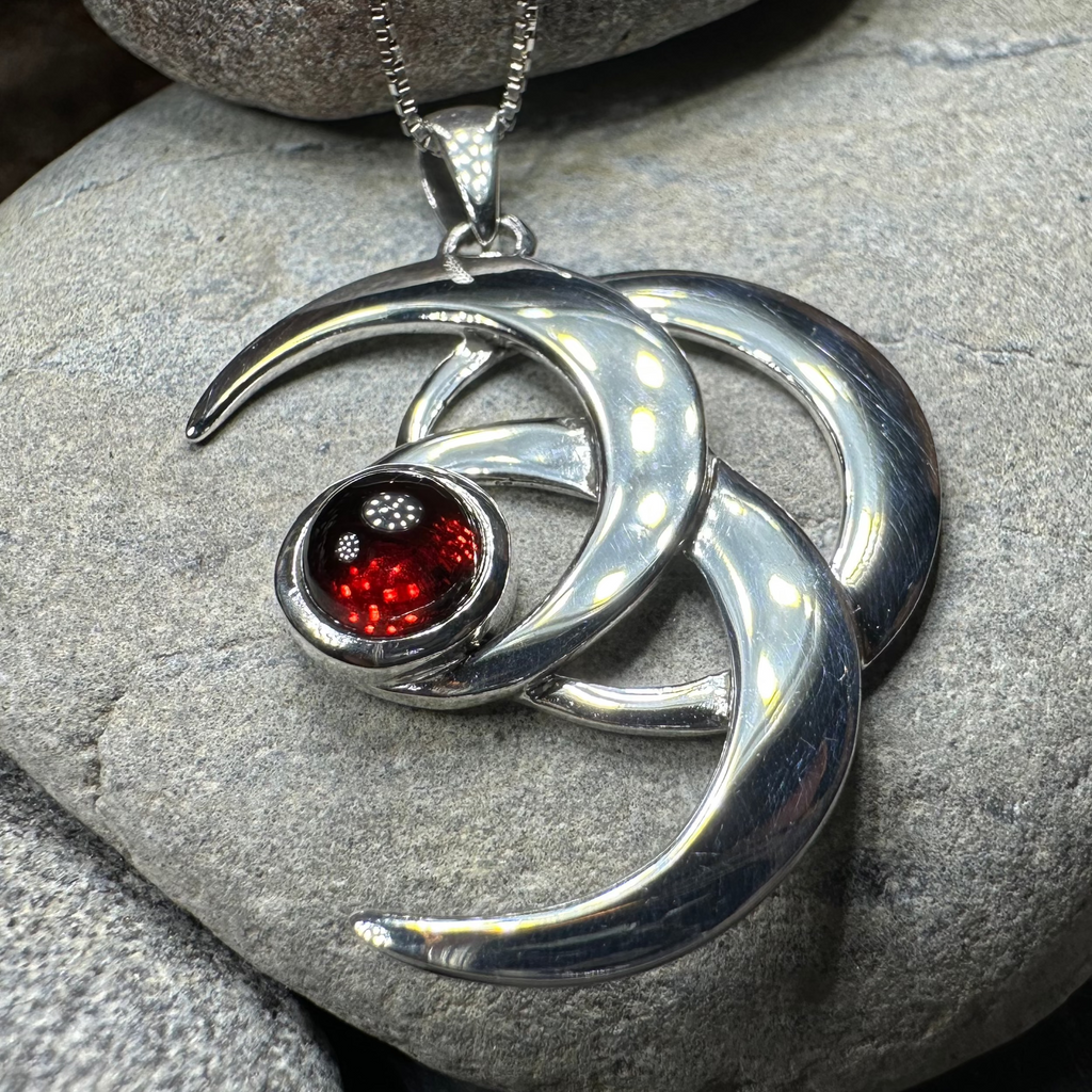 Moonshadow Triple Moon Necklace in Sterling Silver | Pendant | Wiccan Center