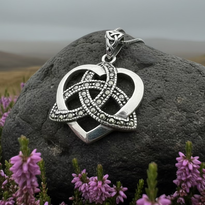 Marcasite Celtic Love Knot Necklace in Sterling Silver | Pendant | Wiccan Center