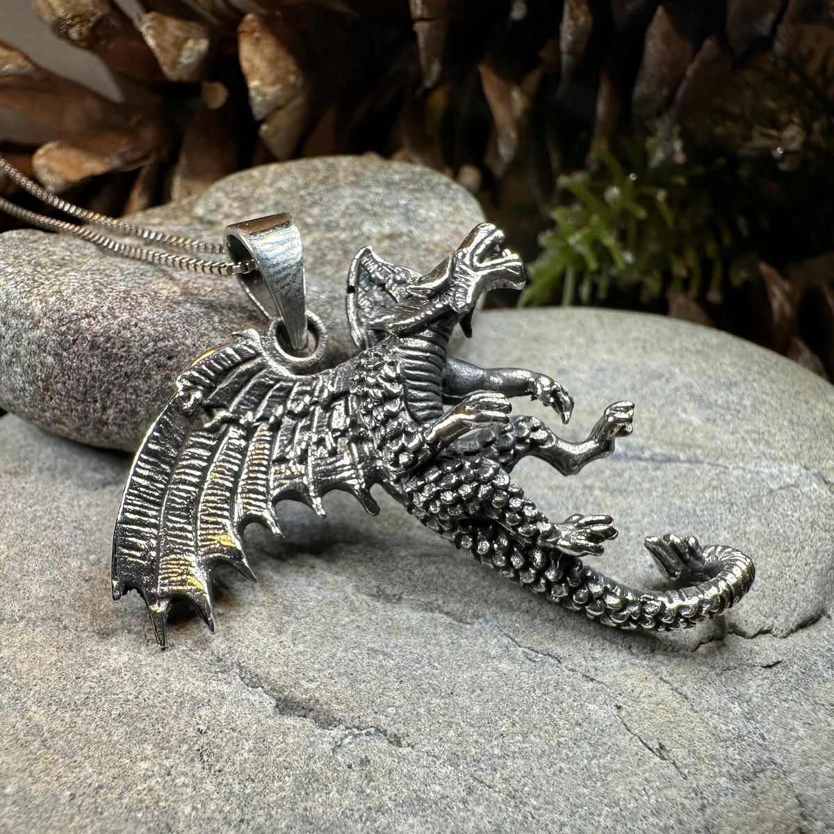 Large Zee Dragon Necklace in Sterling Silver | Pendant | Wiccan Center