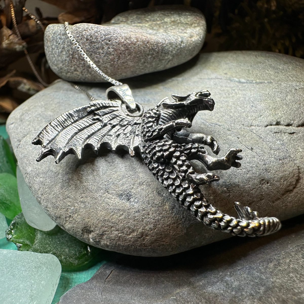 Large Zee Dragon Necklace in Sterling Silver | Pendant | Wiccan Center