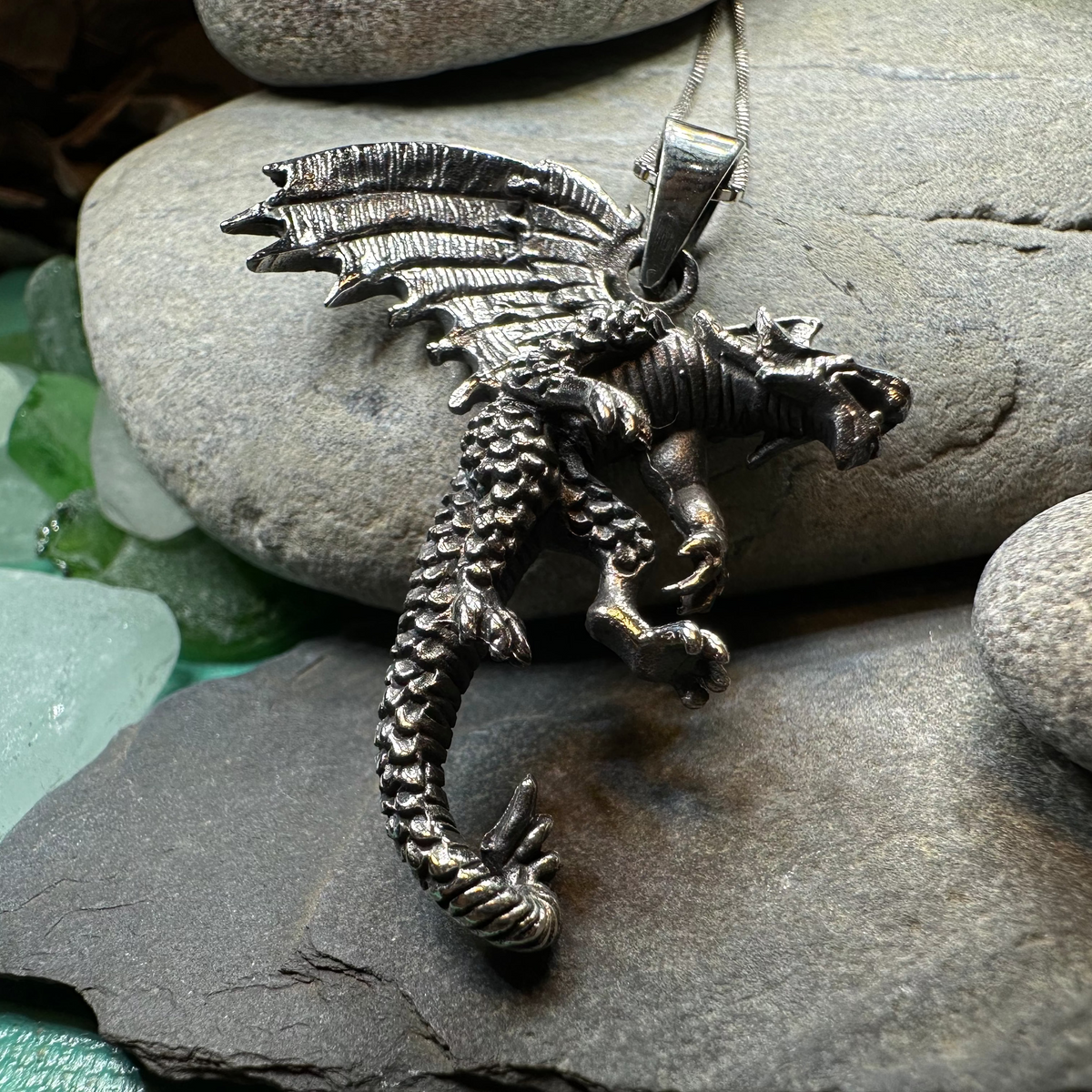 Large Zee Dragon Necklace in Sterling Silver | Pendant | Wiccan Center