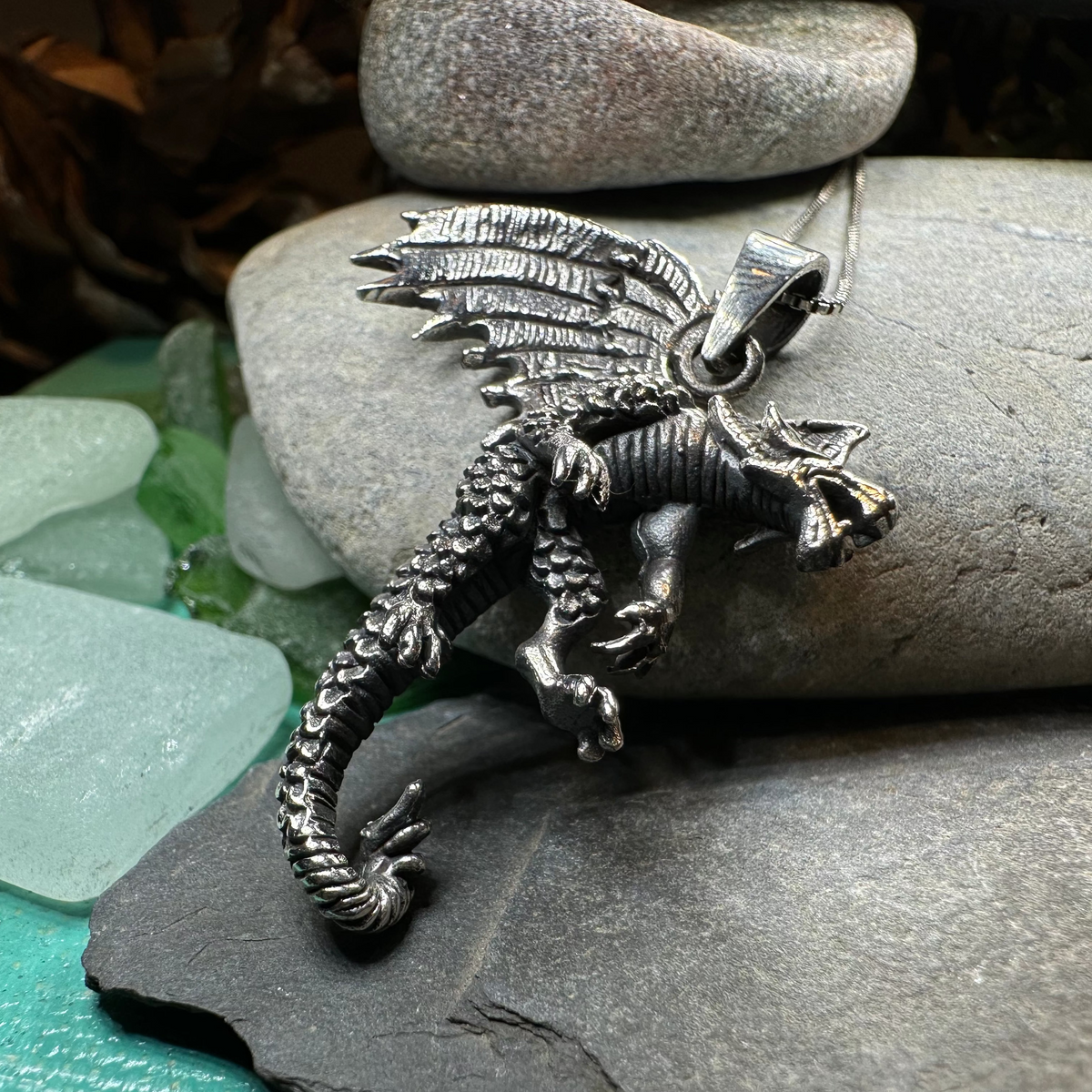 Large Zee Dragon Necklace in Sterling Silver | Pendant | Wiccan Center