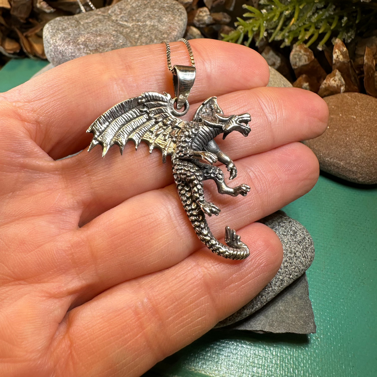 Large Zee Dragon Necklace in Sterling Silver | Pendant | Wiccan Center