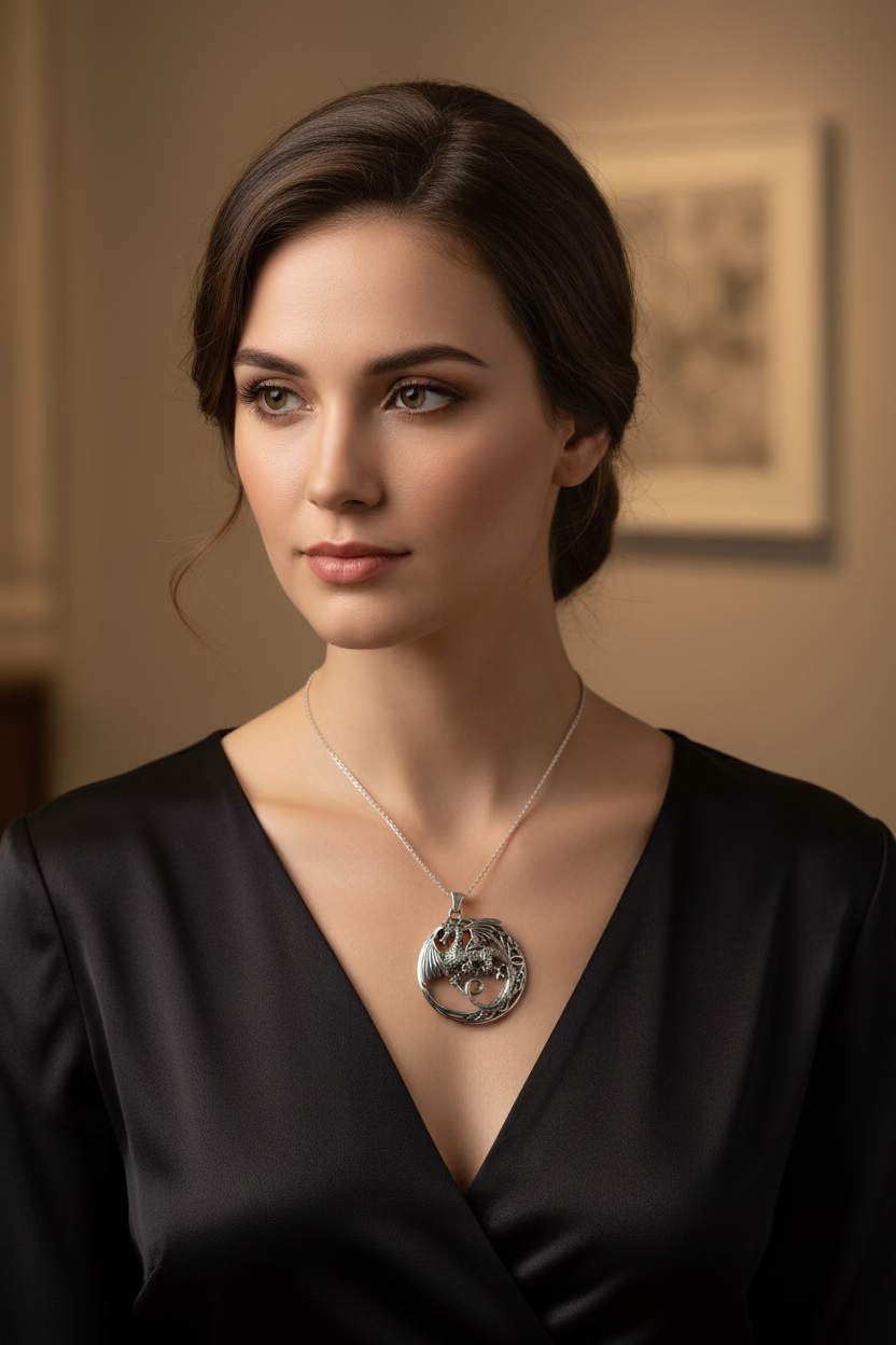 Electra Dragon Moon Necklace in Sterling Silver | Pendant | Wiccan Center
