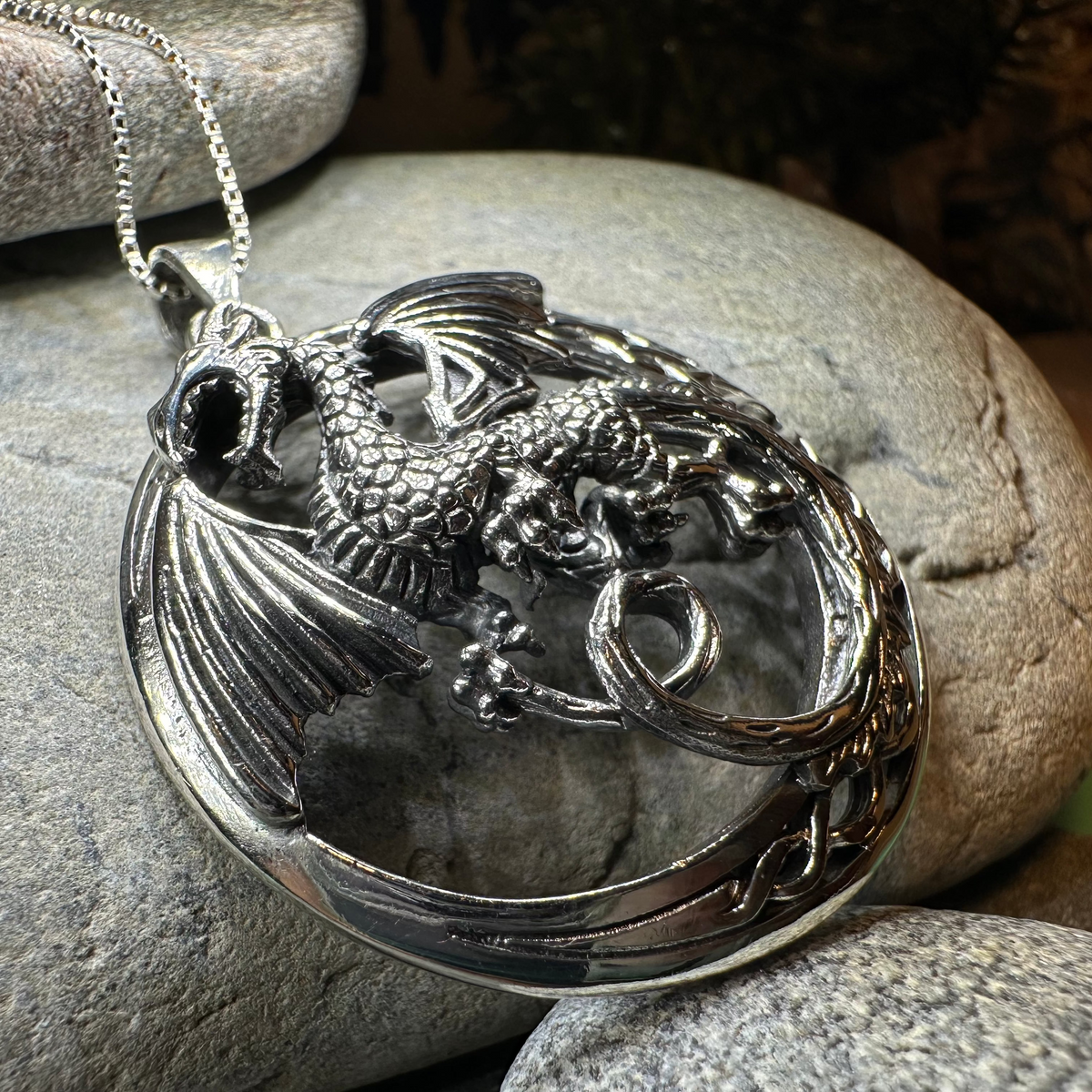 Electra Dragon Moon Necklace in Sterling Silver | Pendant | Wiccan Center