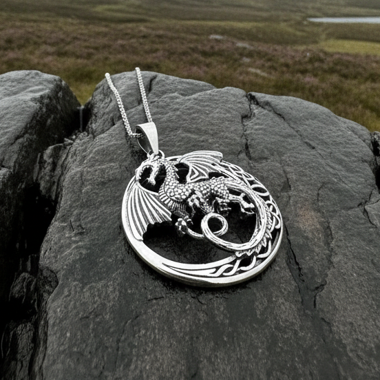 Electra Dragon Moon Necklace in Sterling Silver | Pendant | Wiccan Center