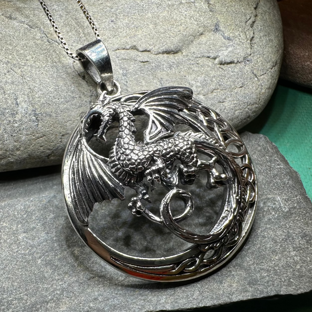 Electra Dragon Moon Necklace in Sterling Silver | Pendant | Wiccan Center