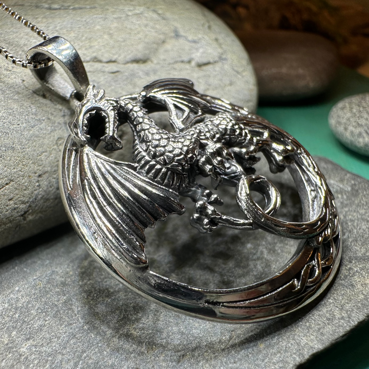 Electra Dragon Moon Necklace in Sterling Silver | Pendant | Wiccan Center