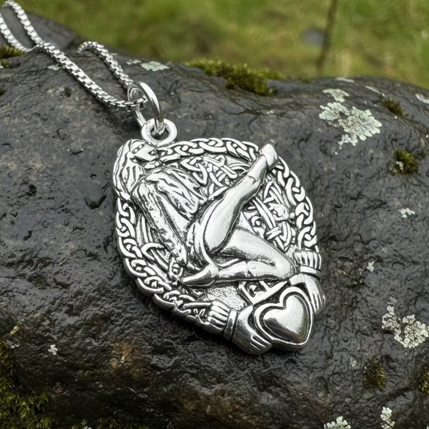 Claddagh Irish Dancer Necklace in Sterling Silver | Pendant | Wiccan Center