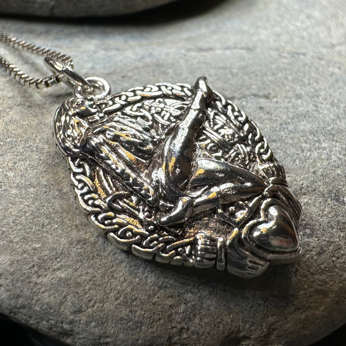 Claddagh Irish Dancer Necklace in Sterling Silver | Pendant | Wiccan Center