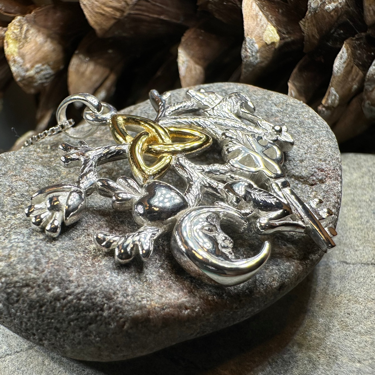 Golden Stregheria Cimaruta Pendant in Sterling Silver | Pendant | Wiccan Center