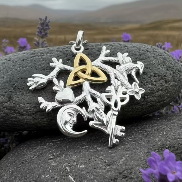 Golden Stregheria Cimaruta Pendant in Sterling Silver | Pendant | Wiccan Center