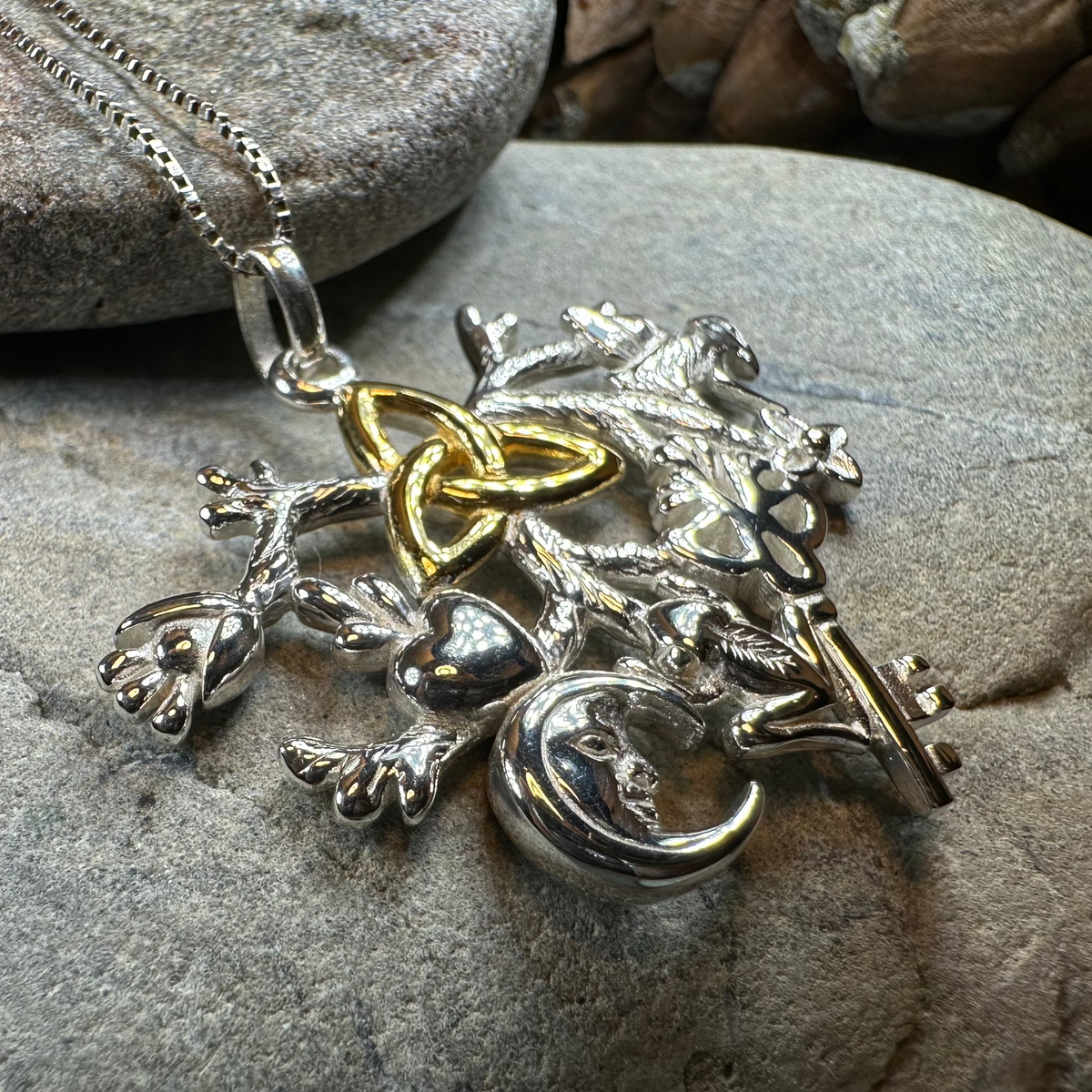 Golden Stregheria Cimaruta Pendant in Sterling Silver | Pendant | Wiccan Center