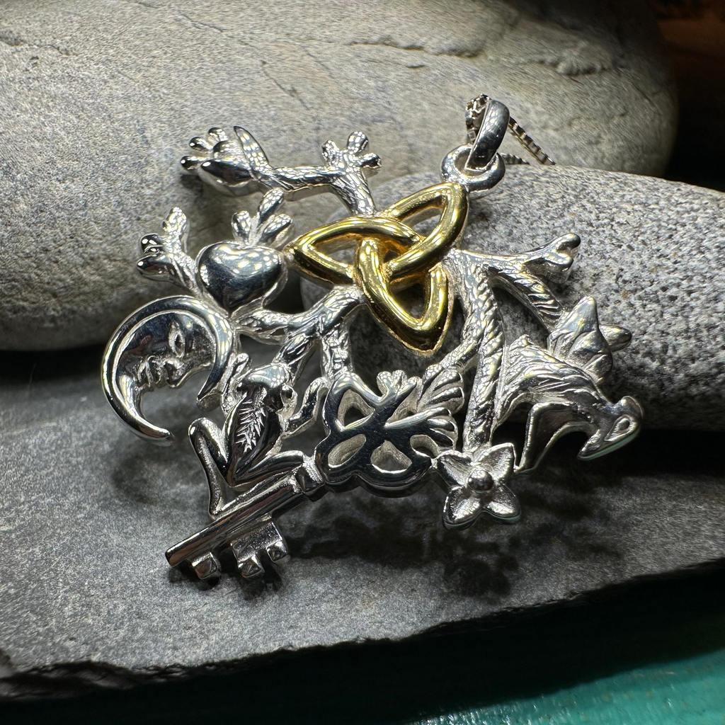 Golden Stregheria Cimaruta Pendant in Sterling Silver | Pendant | Wiccan Center