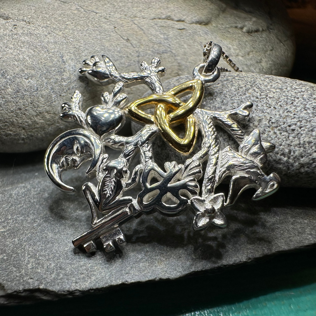Golden Stregheria Cimaruta Pendant in Sterling Silver | Pendant | Wiccan Center