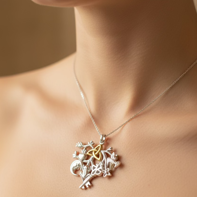 Golden Stregheria Cimaruta Pendant in Sterling Silver | Pendant | Wiccan Center