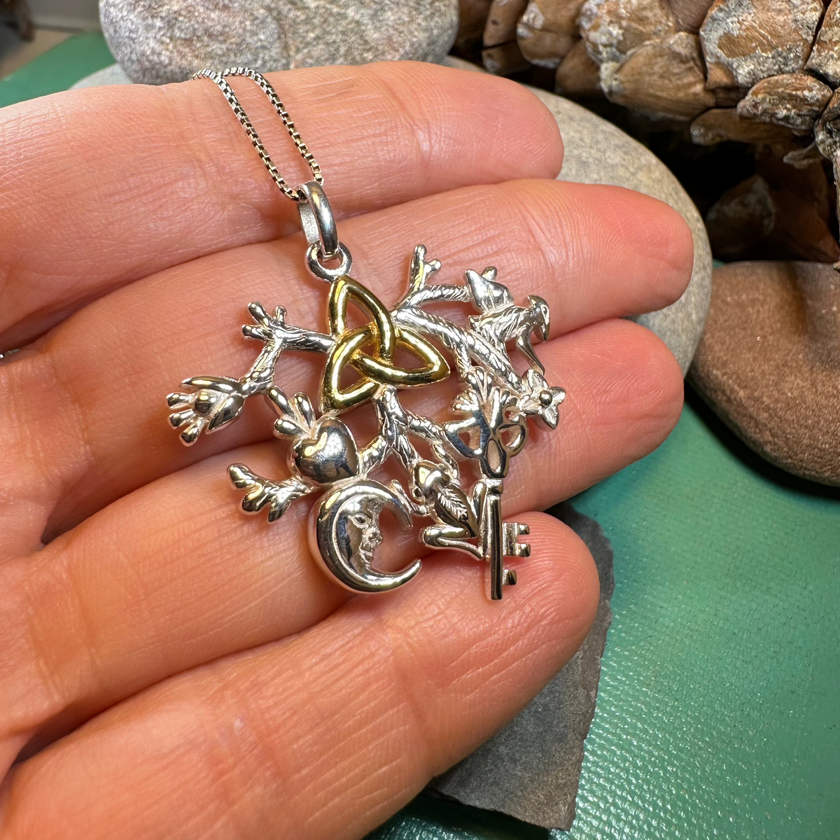 Golden Stregheria Cimaruta Pendant in Sterling Silver | Pendant | Wiccan Center