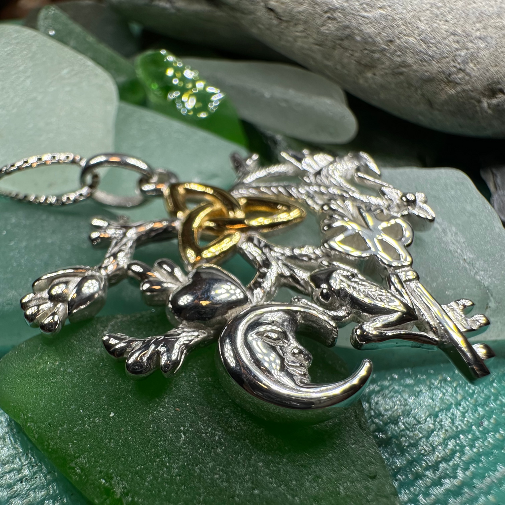 Golden Stregheria Cimaruta Pendant in Sterling Silver | Pendant | Wiccan Center