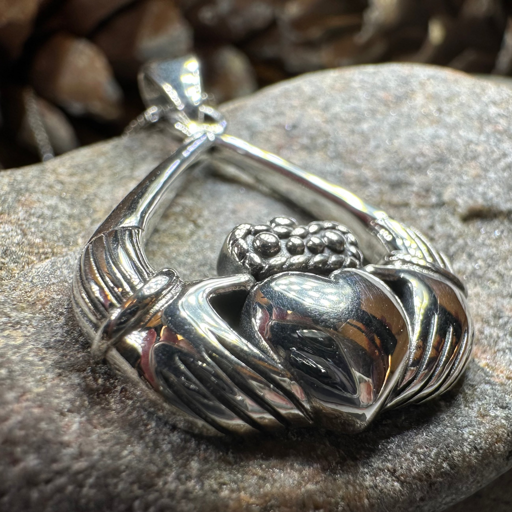 Leandra Irish Claddagh Necklace in Sterling Silver