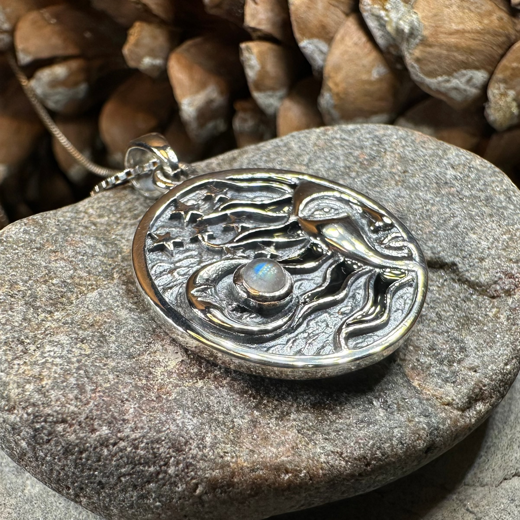 Celestial Wind Moon & Sun Necklace with Moonstone | Pendant | Wiccan Center
