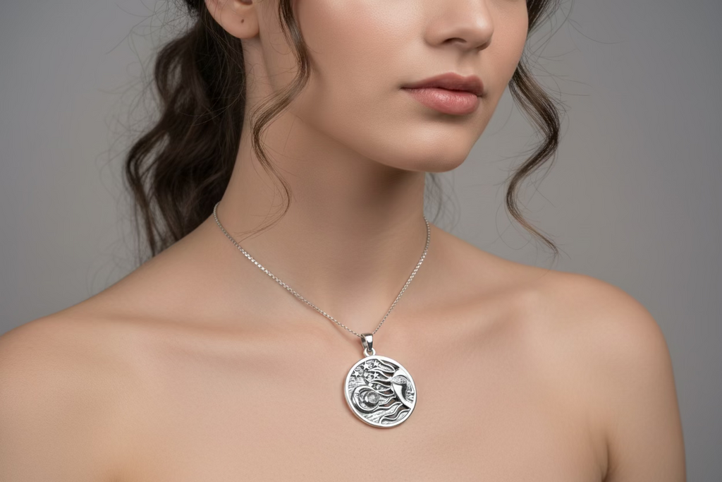 Celestial Wind Moon & Sun Necklace with Moonstone | Pendant | Wiccan Center