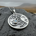 Celestial Wind Moon & Sun Necklace with Moonstone | Pendant | Wiccan Center