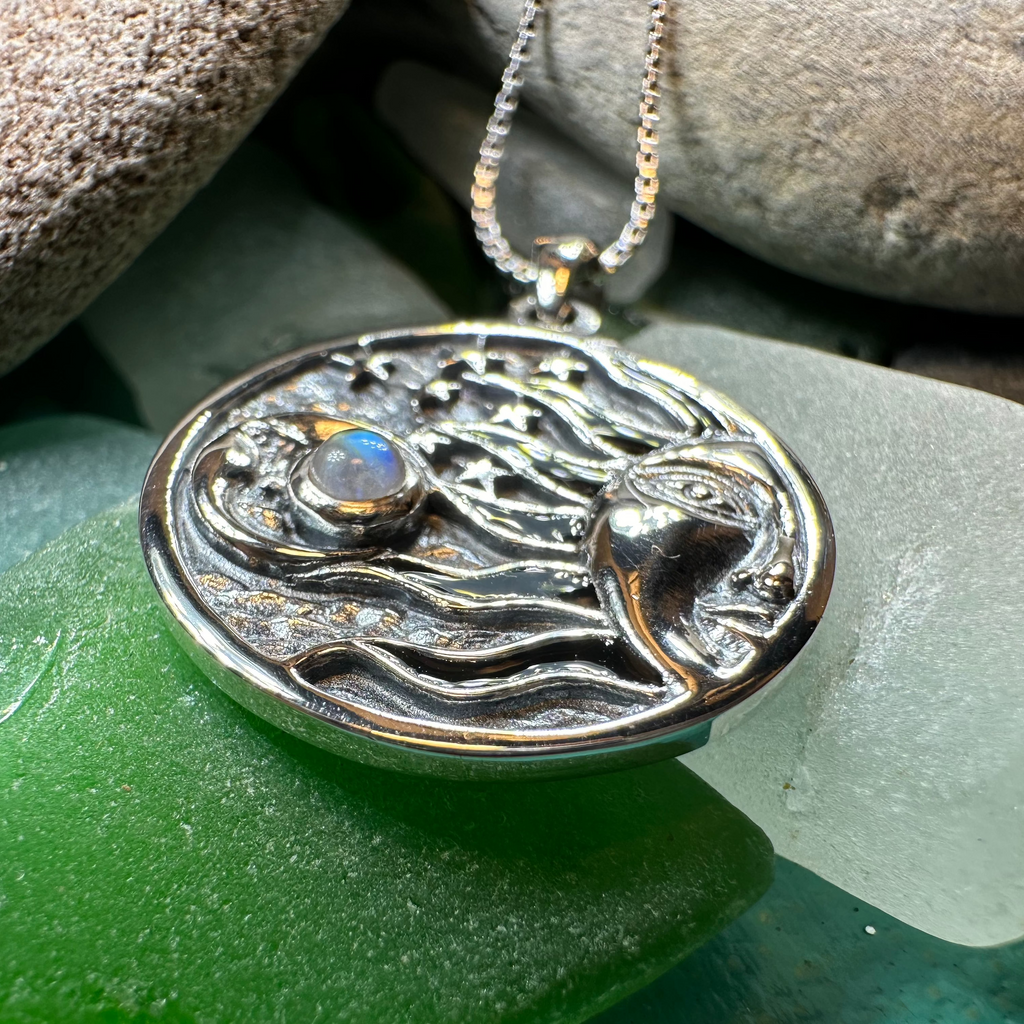 Celestial Wind Moon & Sun Necklace with Moonstone | Pendant | Wiccan Center
