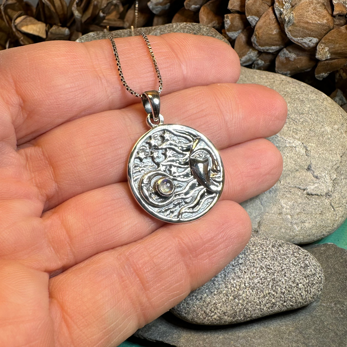 Celestial Wind Moon & Sun Necklace with Moonstone