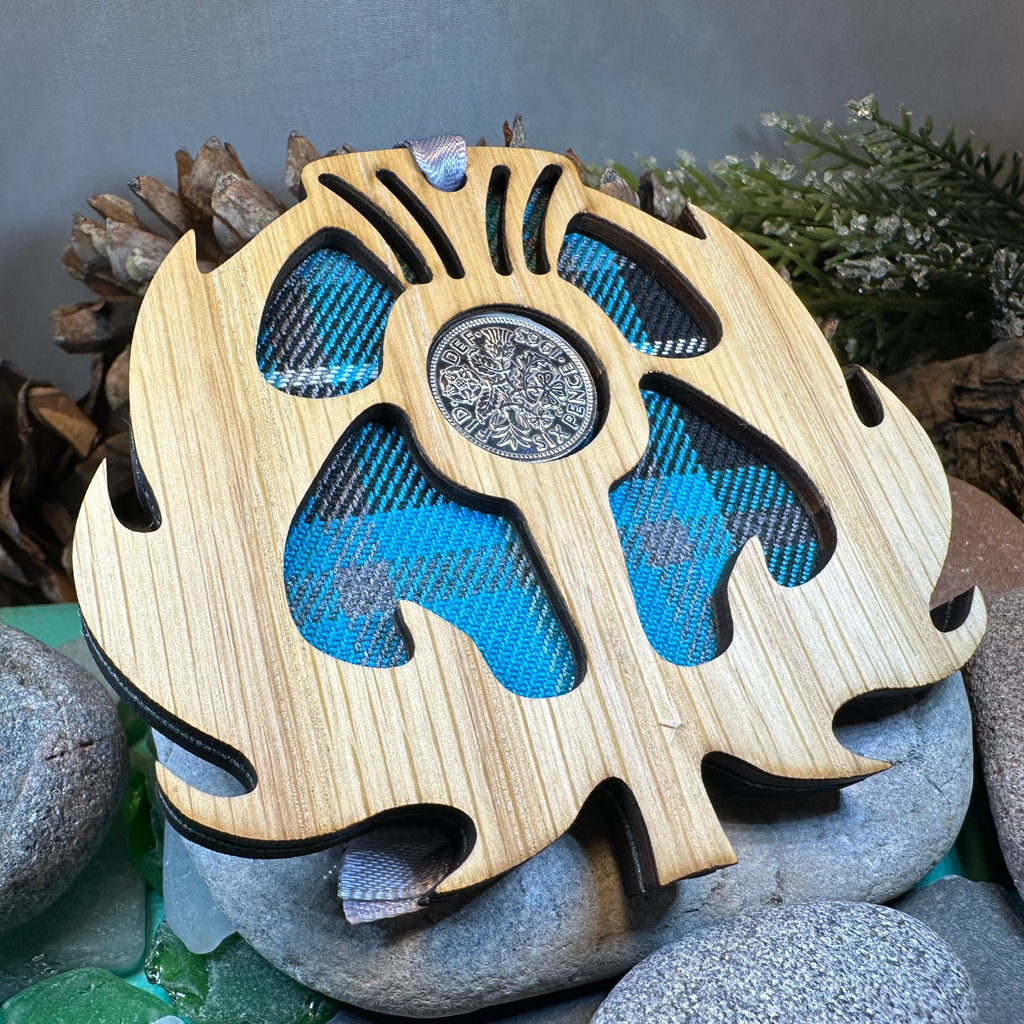 Tartan Thistle Ornament with Lucky Sixpence | Gifts | Wiccan Center