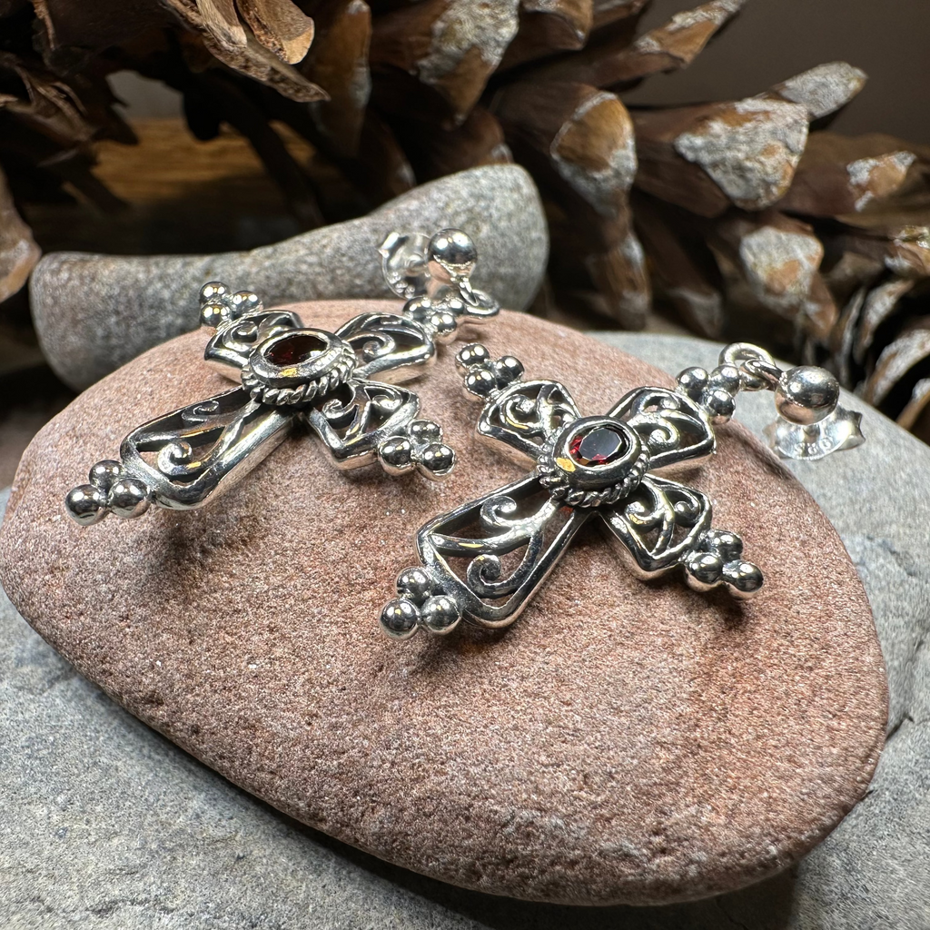 Celtic Cross Gemstone Earrings | Post Earrings | Wiccan Center