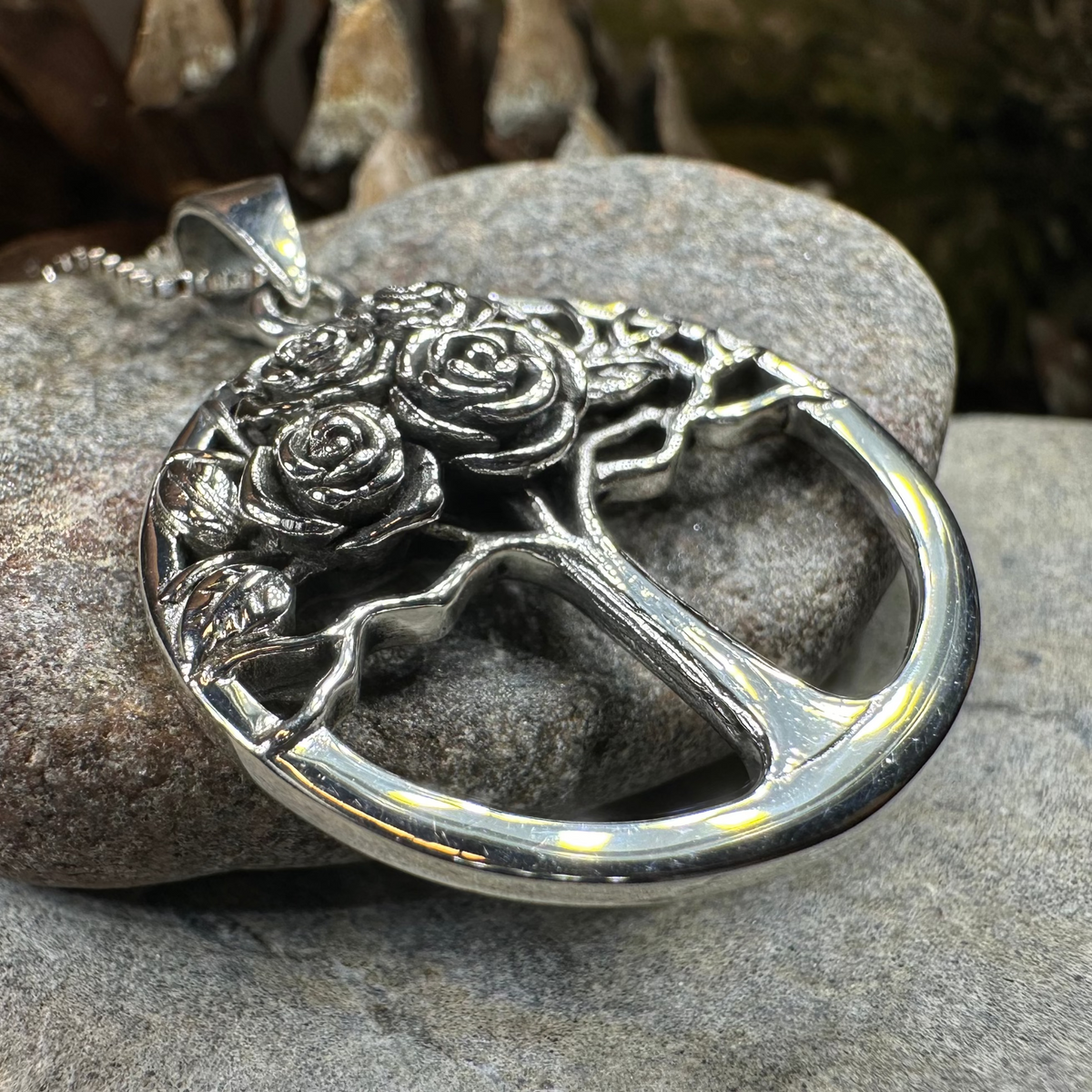 Roses Tree of Life Necklace in Sterling Silver | Pendant | Wiccan Center