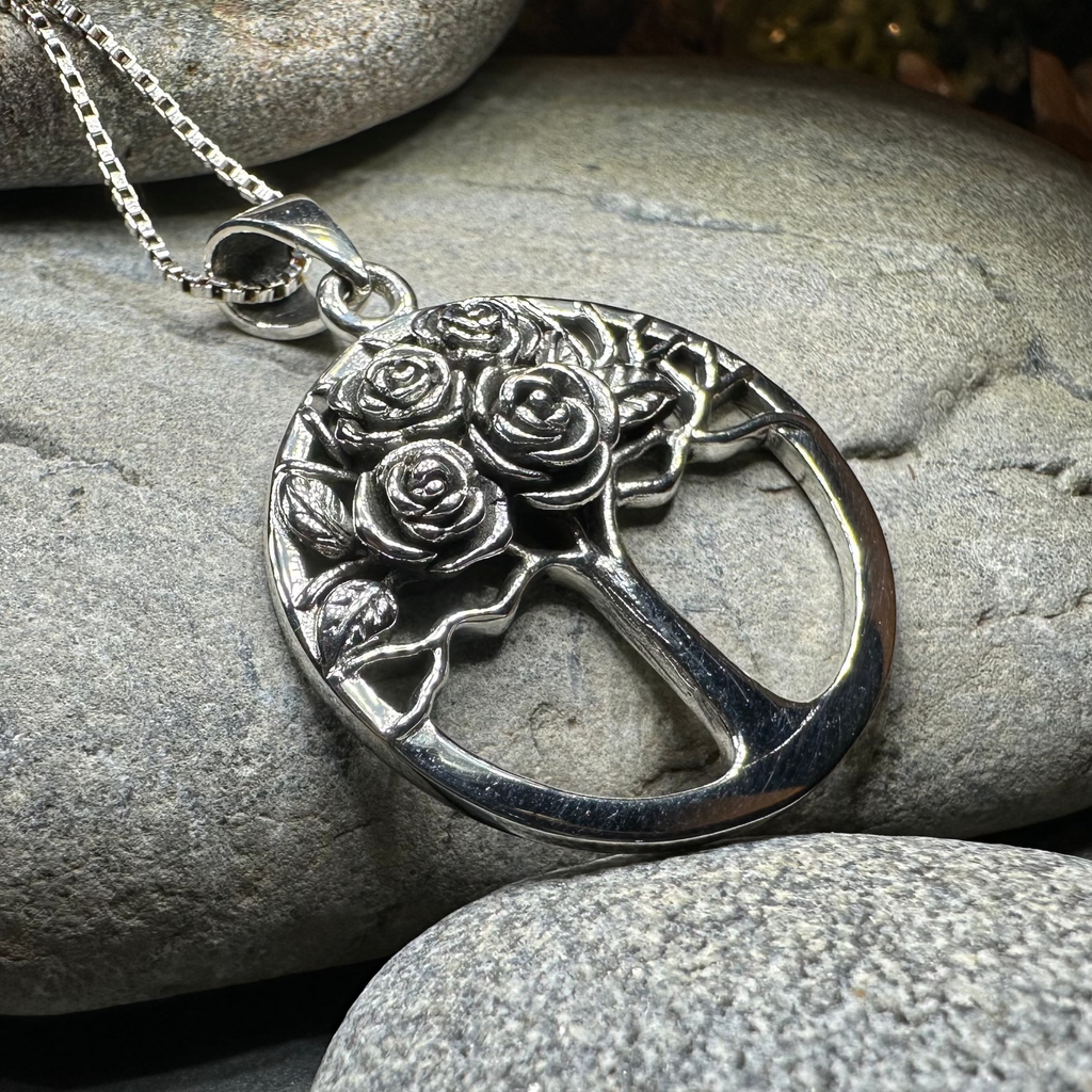 Roses Tree of Life Necklace in Sterling Silver | Pendant | Wiccan Center