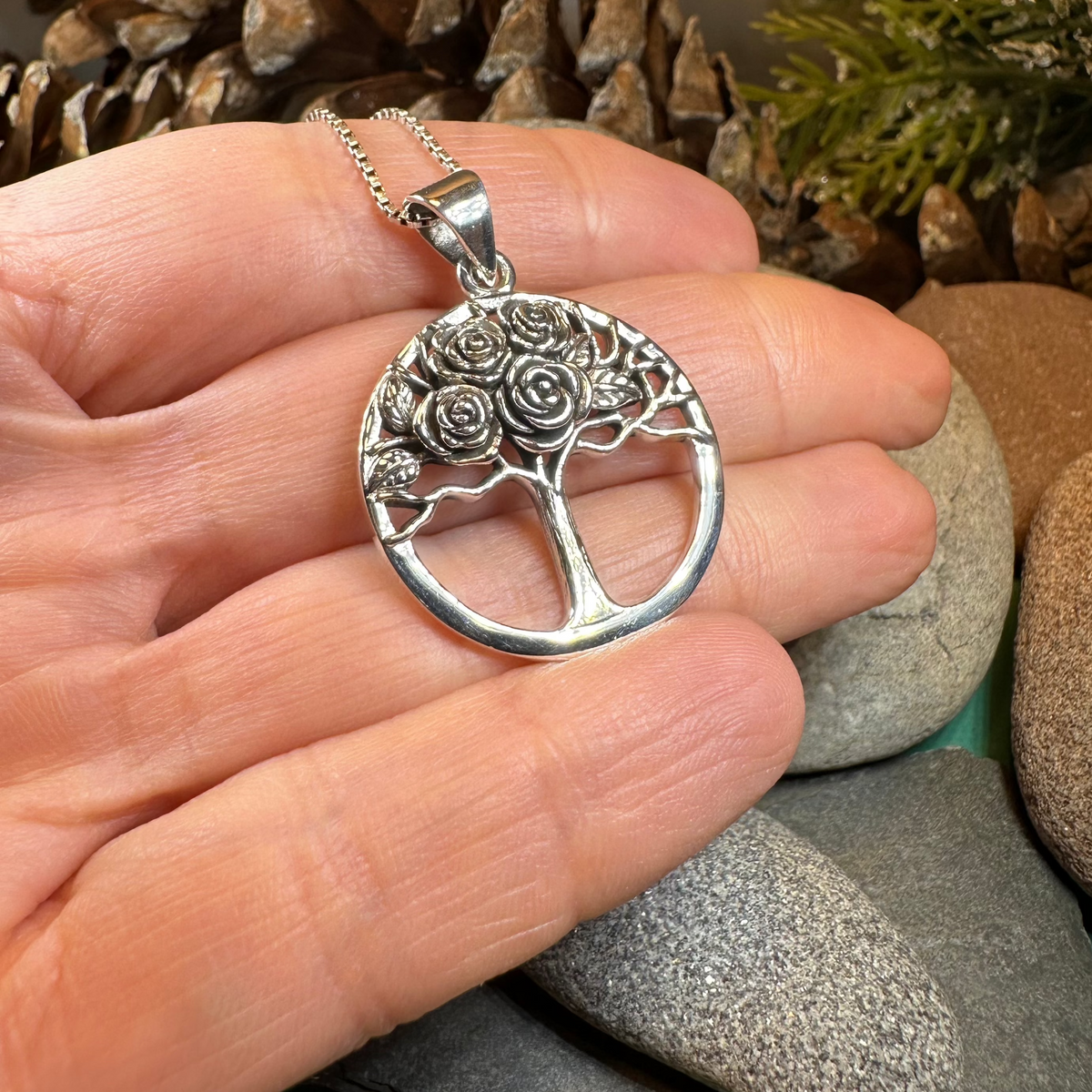 Roses Tree of Life Necklace in Sterling Silver | Pendant | Wiccan Center