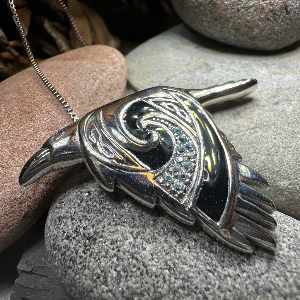 Birget Celtic Raven Necklace in Sterling Silver | Pendant | Wiccan Center