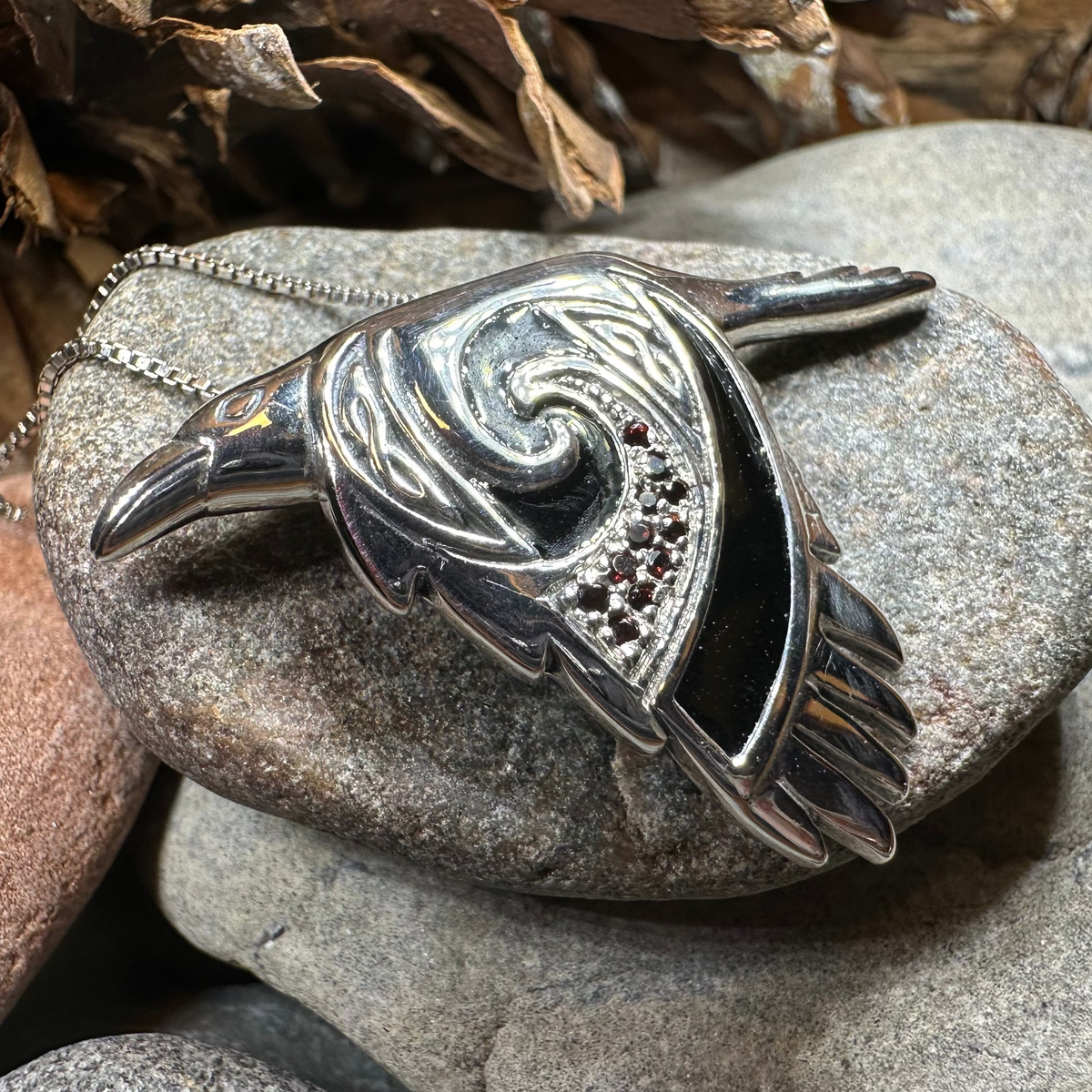Birget Celtic Raven Necklace in Sterling Silver | Pendant | Wiccan Center