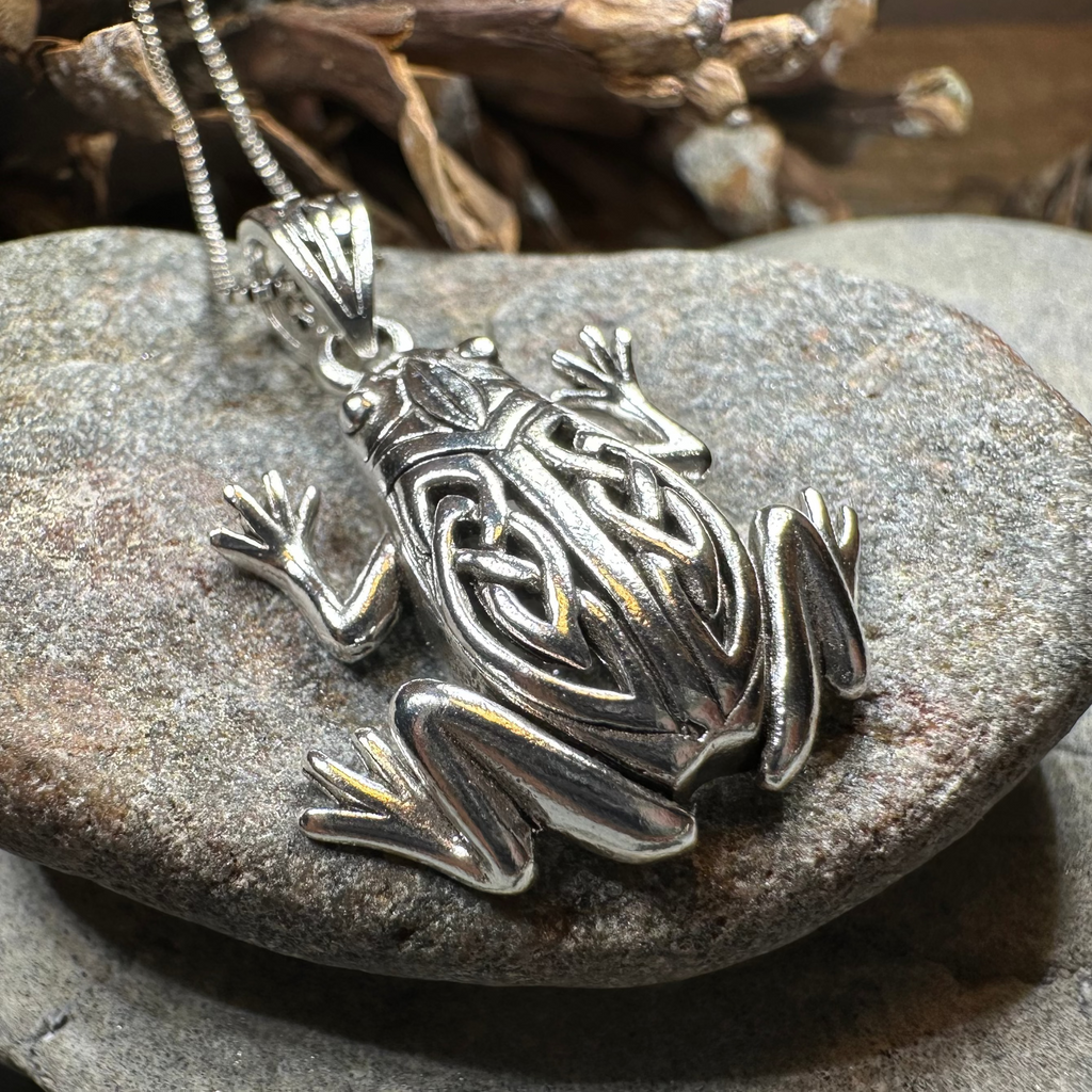 Celtic Frog Necklace in Sterling Silver | Pendant | Wiccan Center