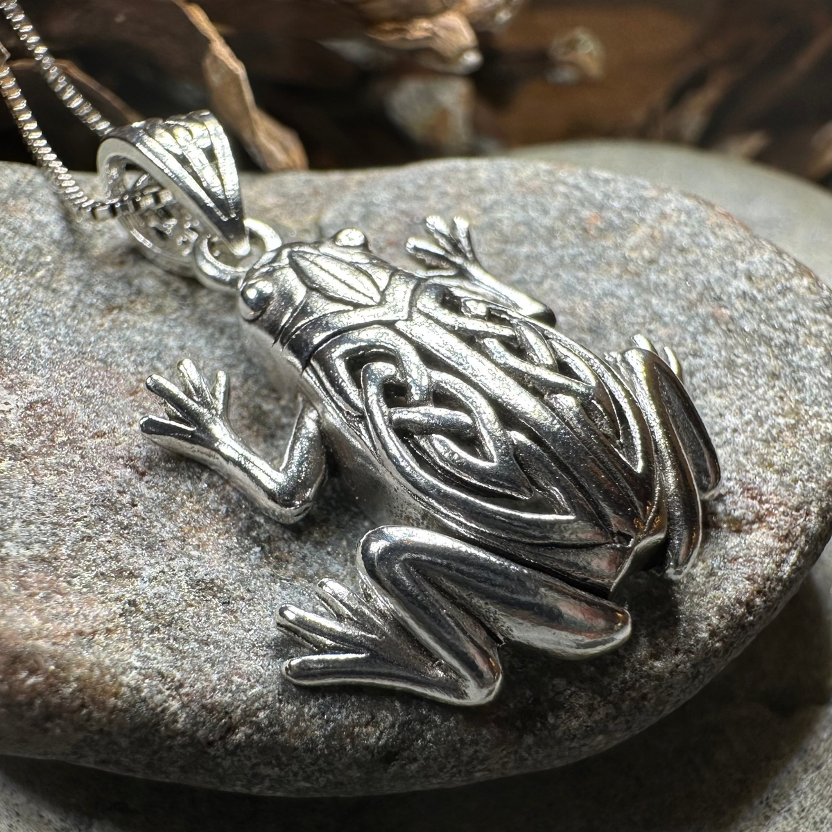 Celtic Frog Necklace in Sterling Silver | Pendant | Wiccan Center
