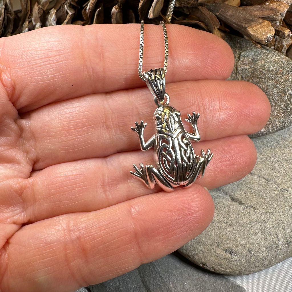 Celtic Frog Necklace in Sterling Silver | Pendant | Wiccan Center
