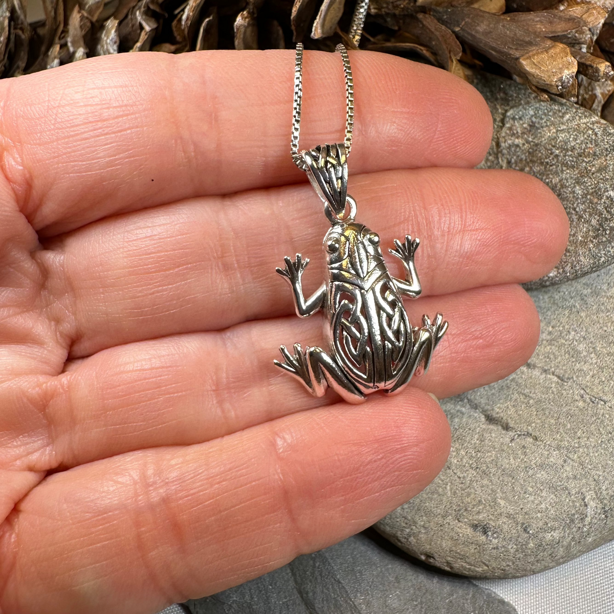 Celtic Frog Necklace in Sterling Silver | Pendant | Wiccan Center