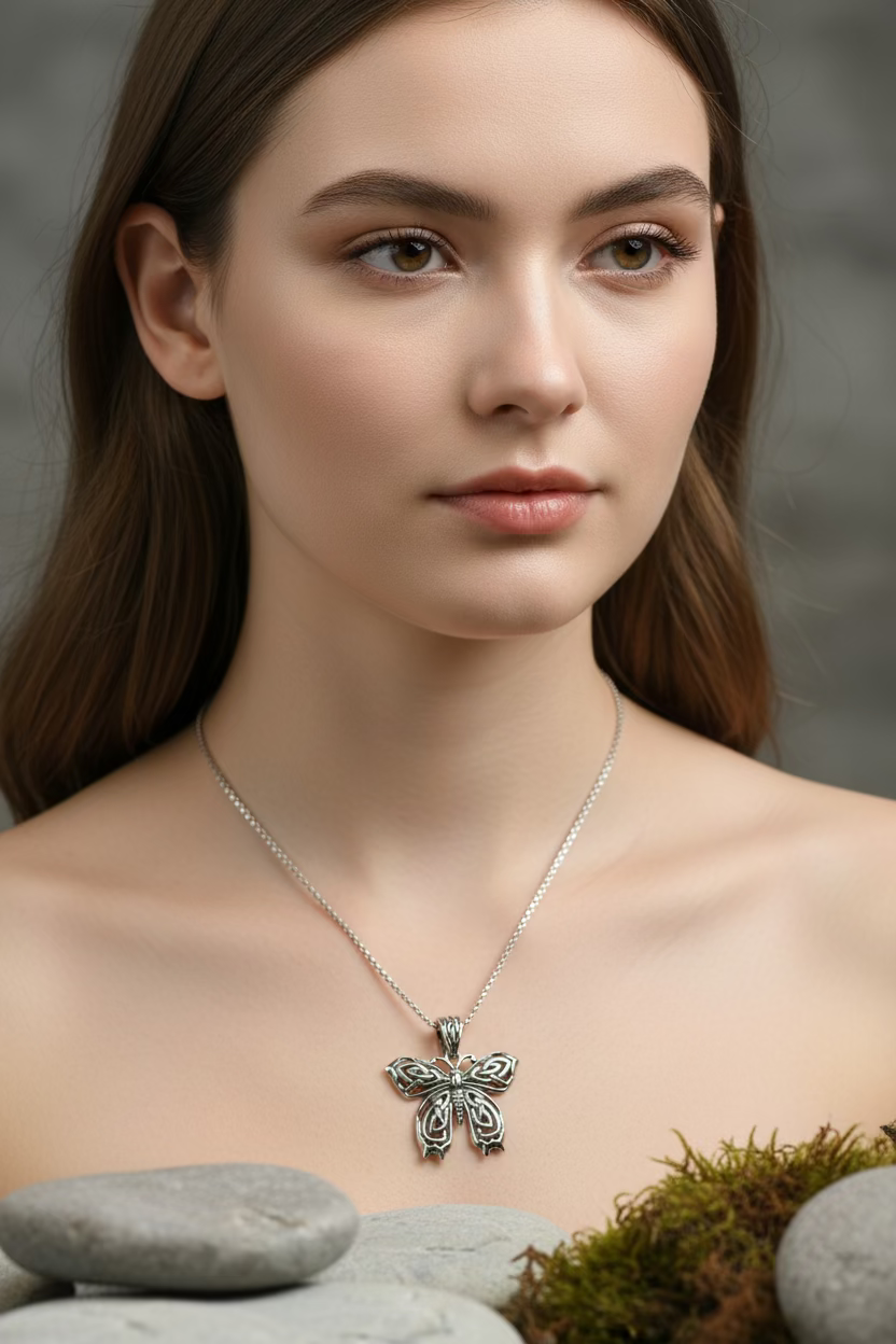 Azaria Celtic Butterfly Necklace in Sterling Silver | Pendant | Wiccan Center