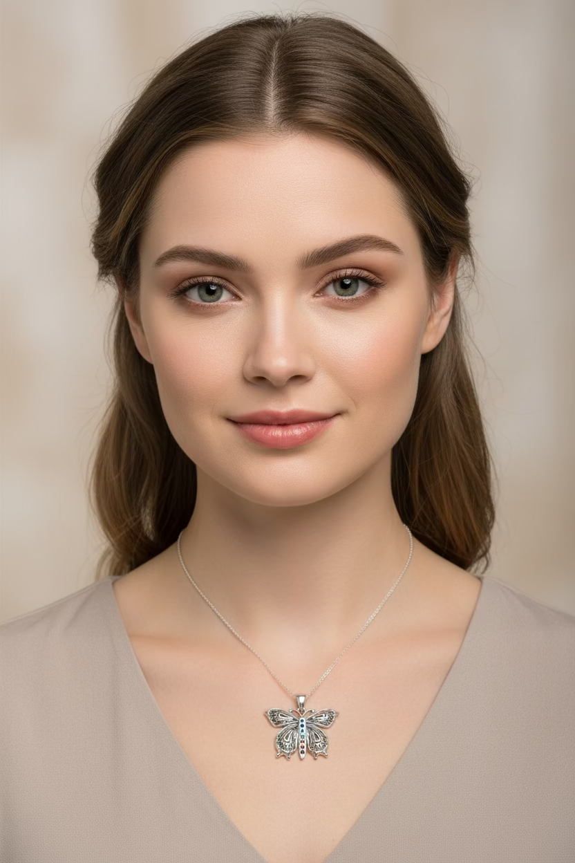 Rainbow Butterfly Necklace in Sterling Silver | Pendant | Wiccan Center