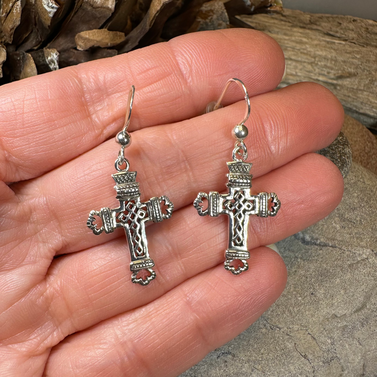 Celtic Cross Earrings in Sterling Silver | Dangle Earrings | Wiccan Center