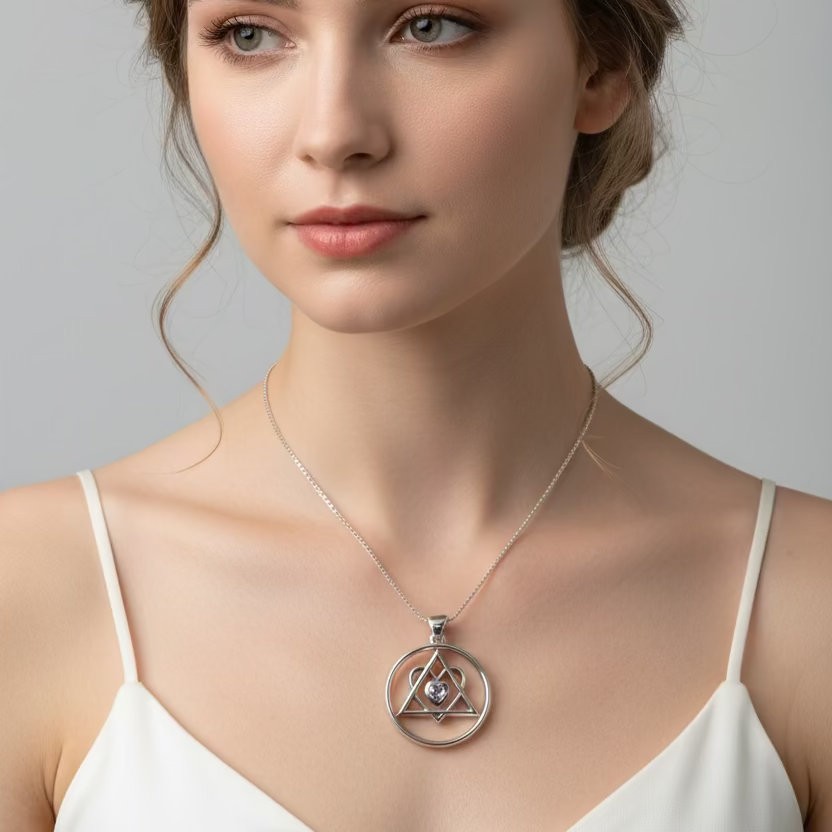 Amethyst Heart AA Sobriety Necklace in Sterling Silver | Pendant | Wiccan Center