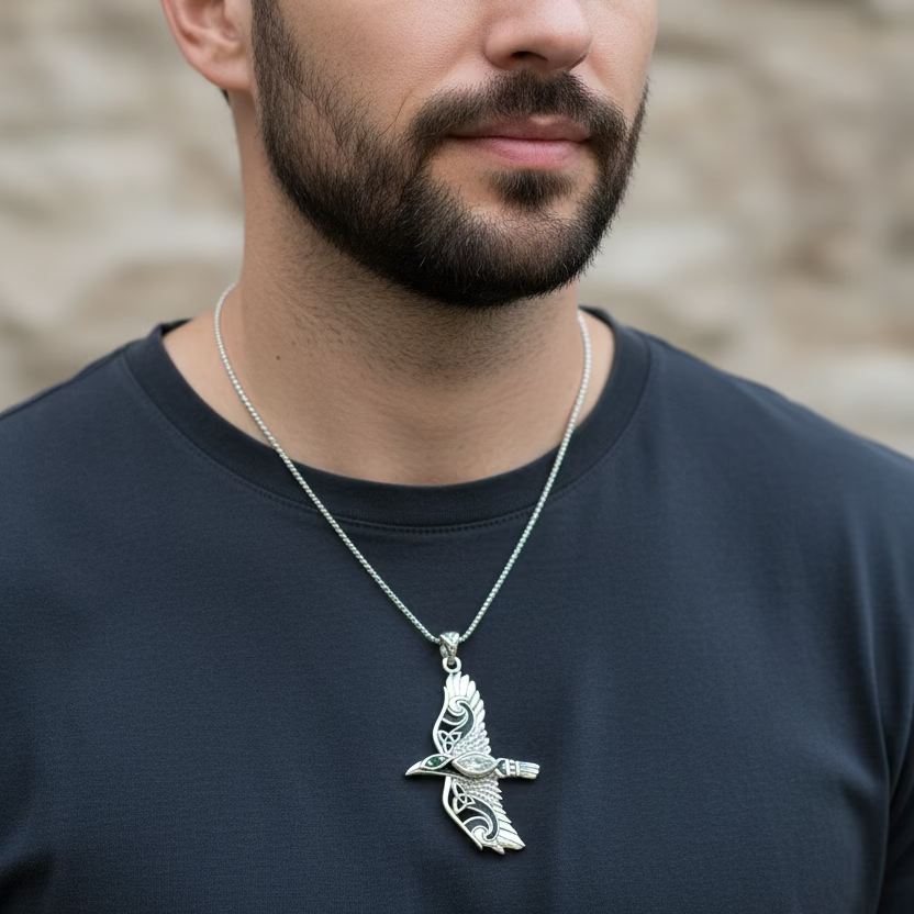 Oryx Celtic Raven Necklace in Sterling Silver | Pendant | Wiccan Center