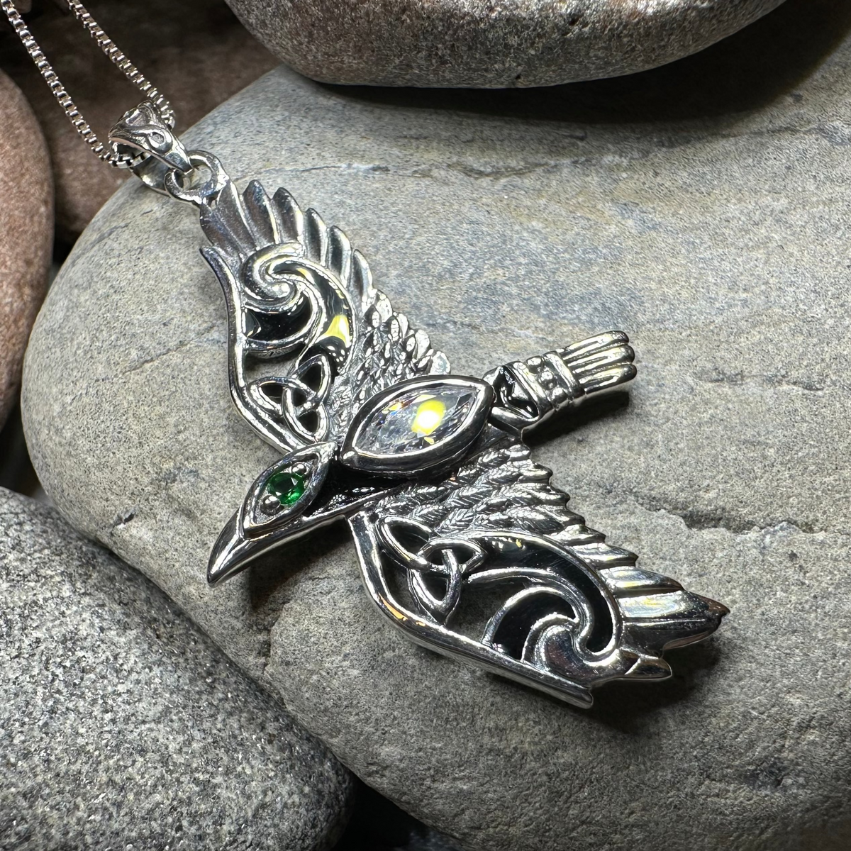 Oryx Celtic Raven Necklace in Sterling Silver | Pendant | Wiccan Center