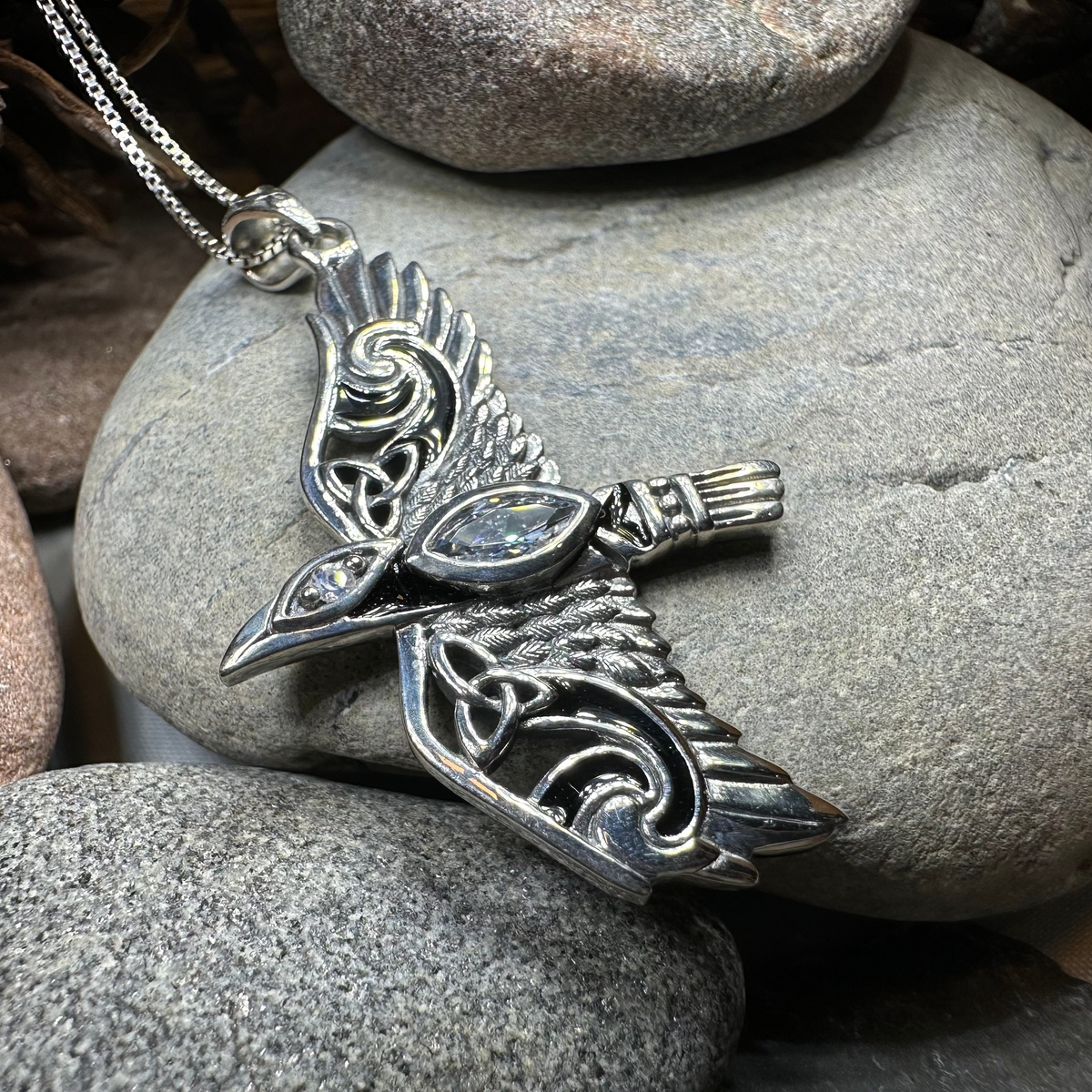 Oryx Celtic Raven Necklace in Sterling Silver | Pendant | Wiccan Center