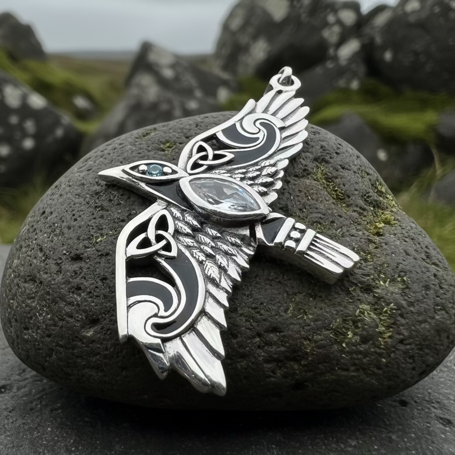 Oryx Celtic Raven Necklace in Sterling Silver | Pendant | Wiccan Center